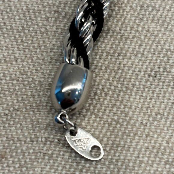 Vintage Trifari Rope Chain Necklace and Matching Bracelet - Black/Silver tone - Picture 2 of 3